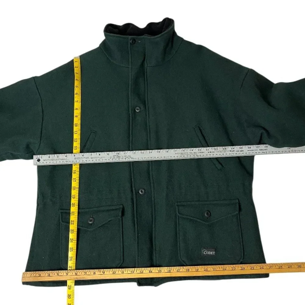 CODET Dark Green Winter Coat Wool Blend Drawstring Waist Thinsulate Size XL Reg
